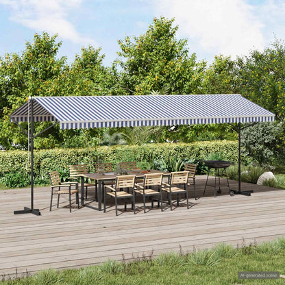 Free Standing Awning Blue and White 600x300 cm Fabric and Steel