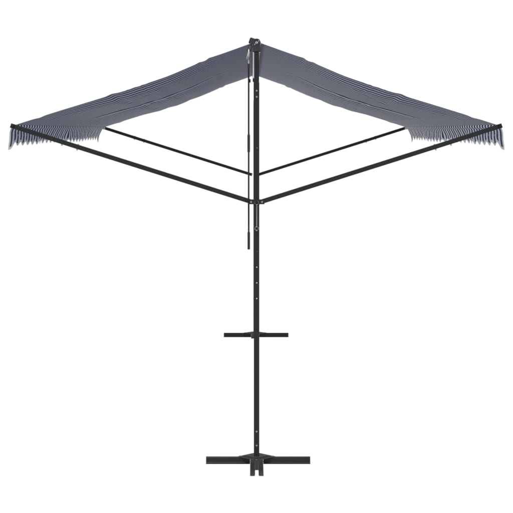 Free Standing Awning Blue and White 600x300 cm Fabric and Steel
