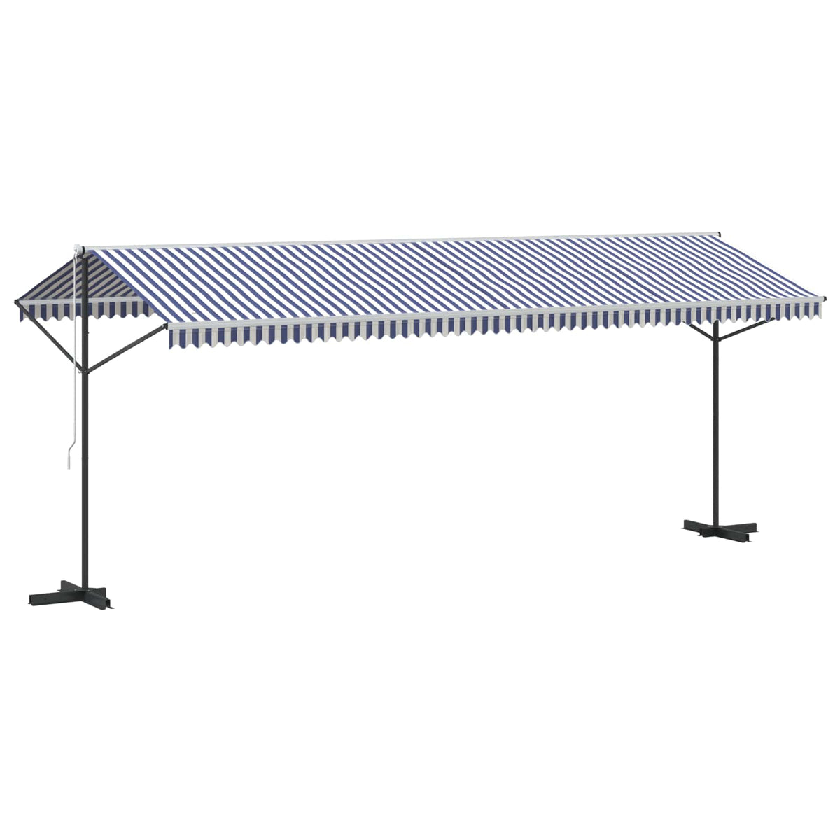 Free Standing Awning Blue and White 600x300 cm Fabric and Steel