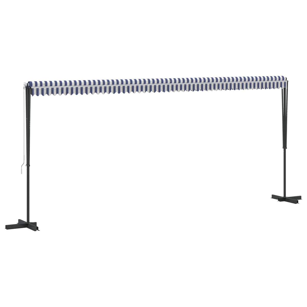 Free Standing Awning Blue and White 600x300 cm Fabric and Steel