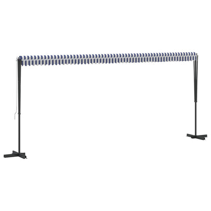 Free Standing Awning Blue and White 600x300 cm Fabric and Steel