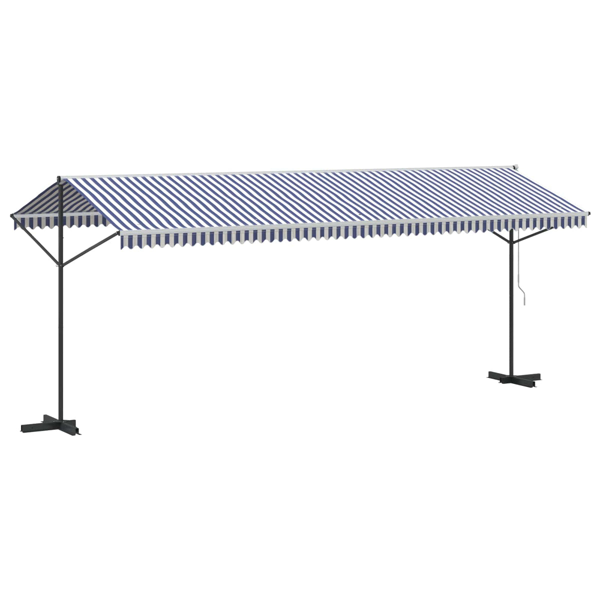 Free Standing Awning Blue and White 600x300 cm Fabric and Steel
