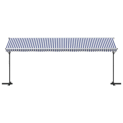 Free Standing Awning Blue and White 600x300 cm Fabric and Steel