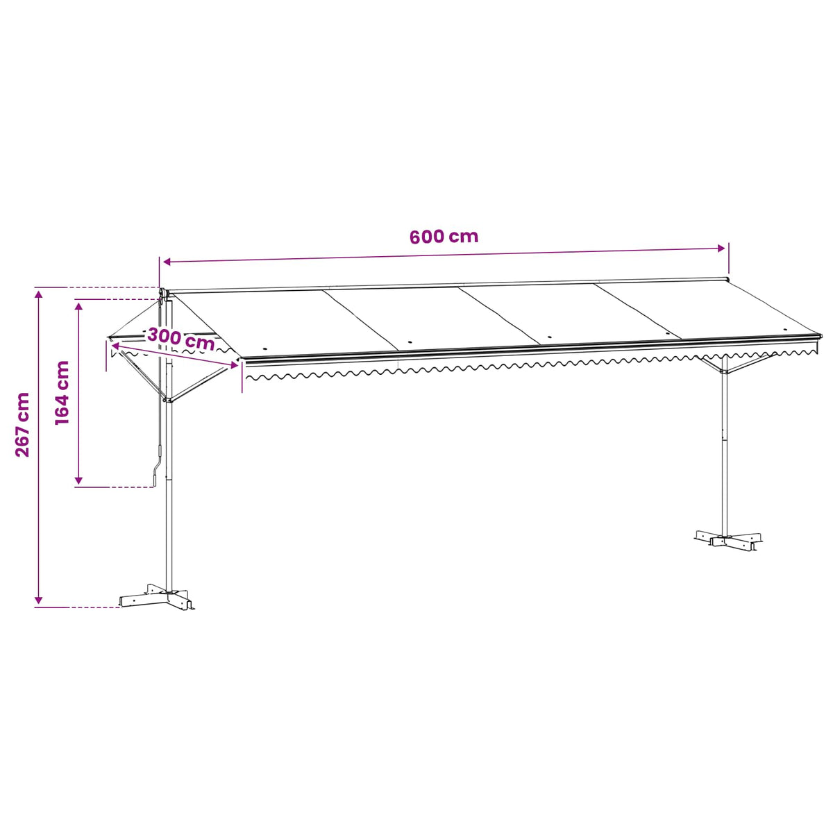 Free Standing Awning Blue and White 600x300 cm Fabric and Steel