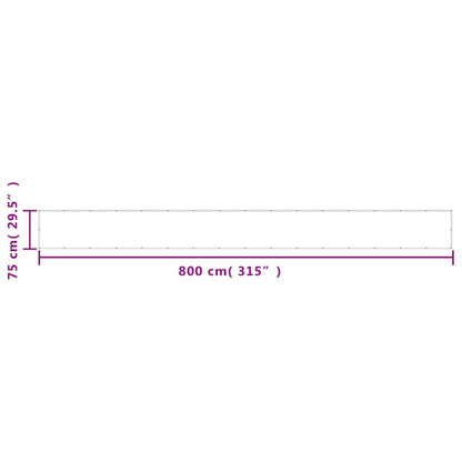 Balcony Screen Light Grey 75x800 cm 100% Polyester Oxford