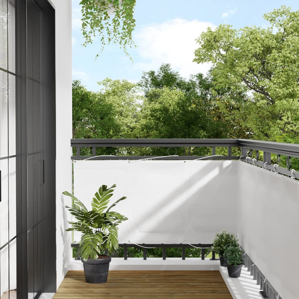 Balcony Screen White 75x800 cm 100% Polyester Oxford