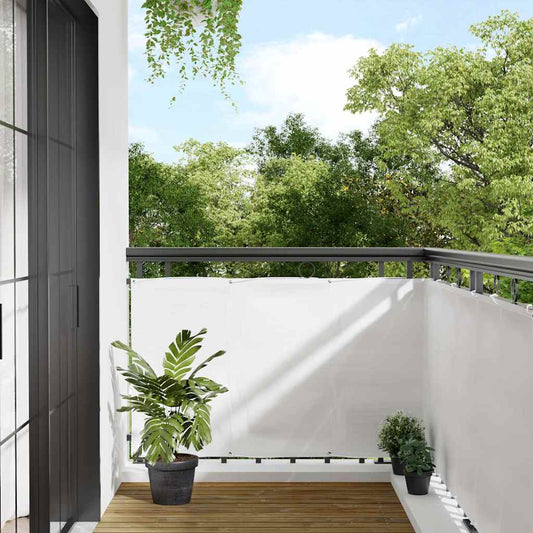 Balcony Screen White 90x800 cm 100% Polyester Oxford