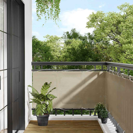 Balcony Screen Beige 75x1000 cm 100% Polyester Oxford