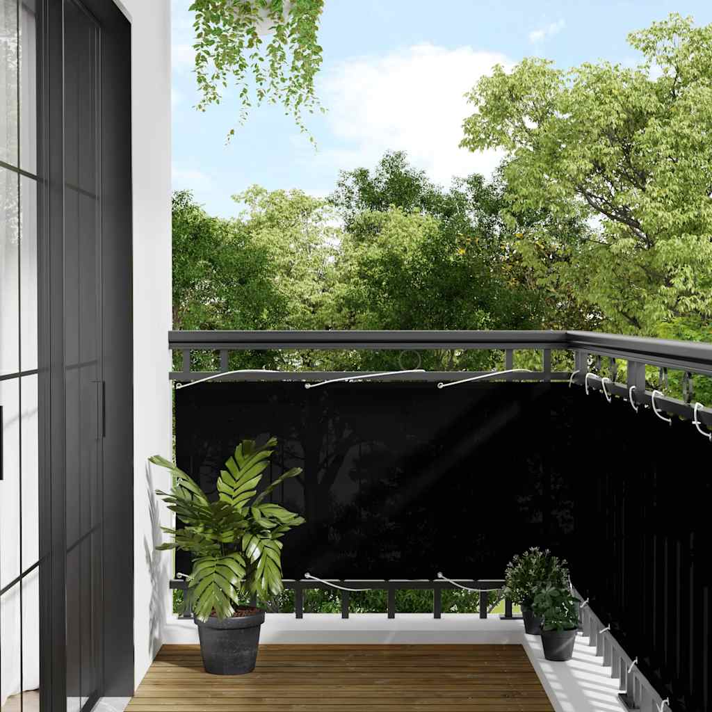 Balcony Screen Black 75x800 cm 100% Polyester Oxford
