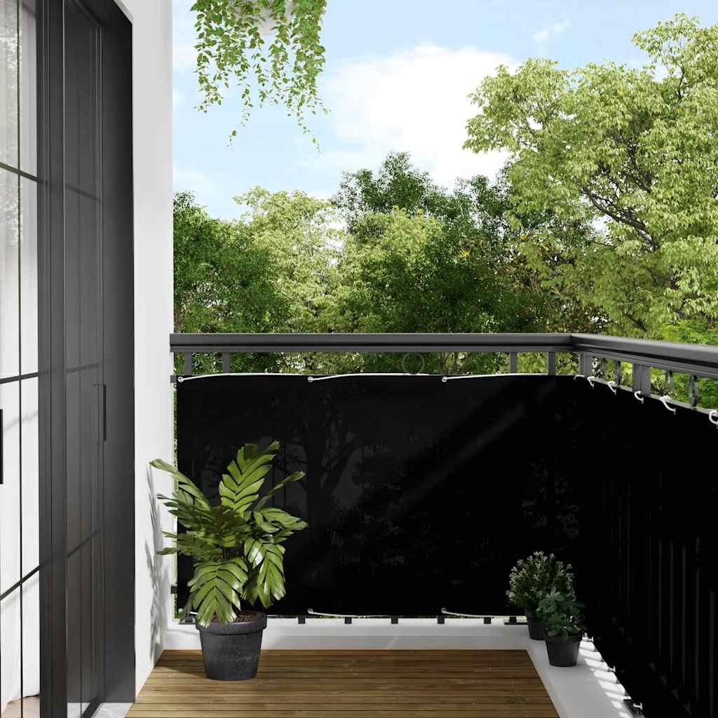 Balcony Screen Black 90x700 cm 100% Polyester Oxford