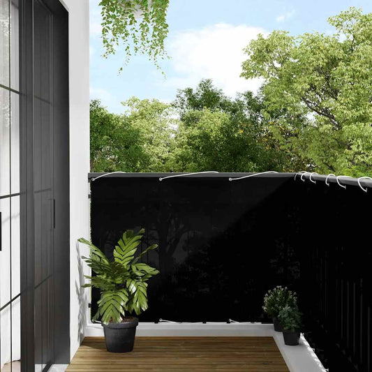 Balcony Screen Black 120x700 cm 100% Polyester Oxford