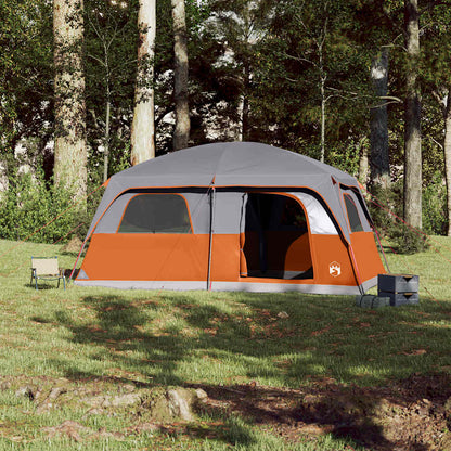 Family Tent Cabin 8-Person Grey and Orange Waterproof