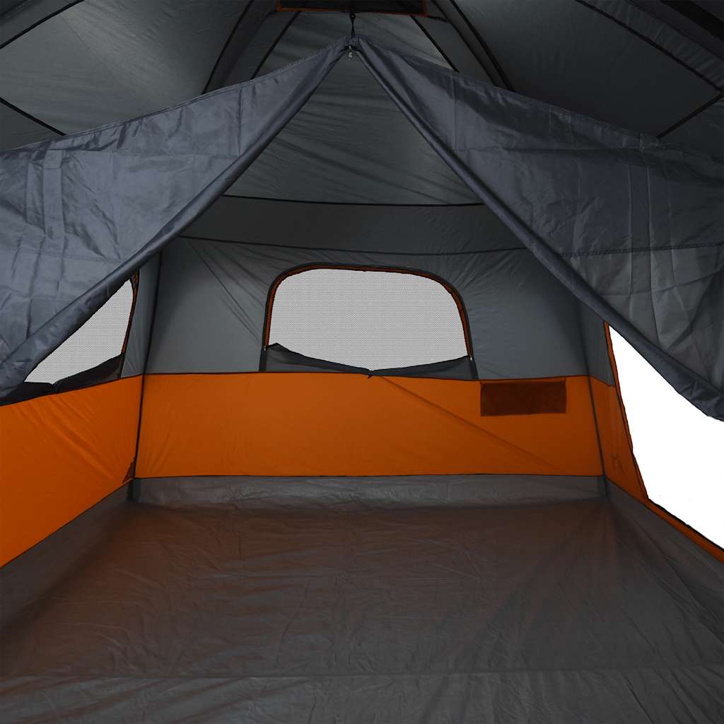 Family Tent Cabin 8-Person Grey and Orange Waterproof