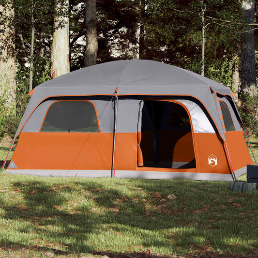 Family Tent Cabin 8-Person Grey and Orange Waterproof