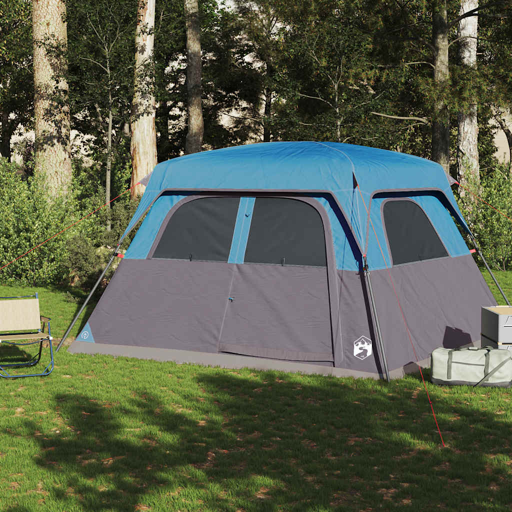 Family Tent Cabin 6-Person Blue Waterproof