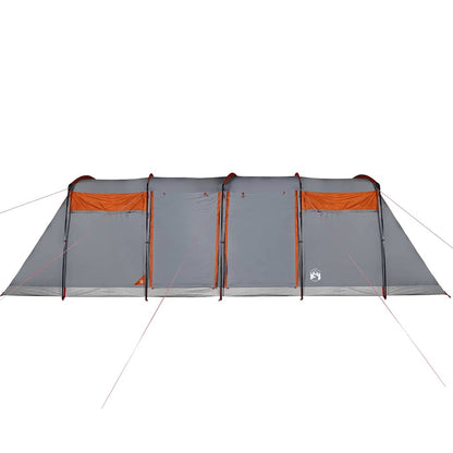 Family Tent Tunnel 10-Person Grey and Orange Waterproof