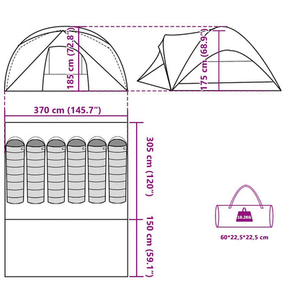 Family Tent Cabin 6-Person Grey and Orange Waterproof