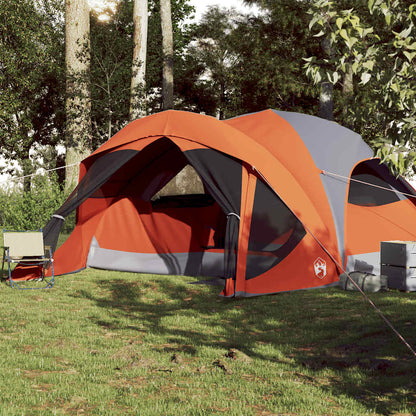 Family Tent Cabin 6-Person Grey and Orange Waterproof