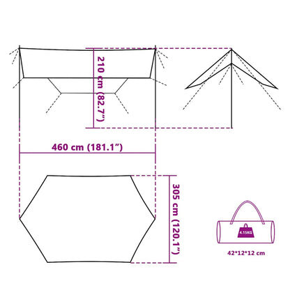 Camping Tarp Green 460x305x210 cm Waterproof