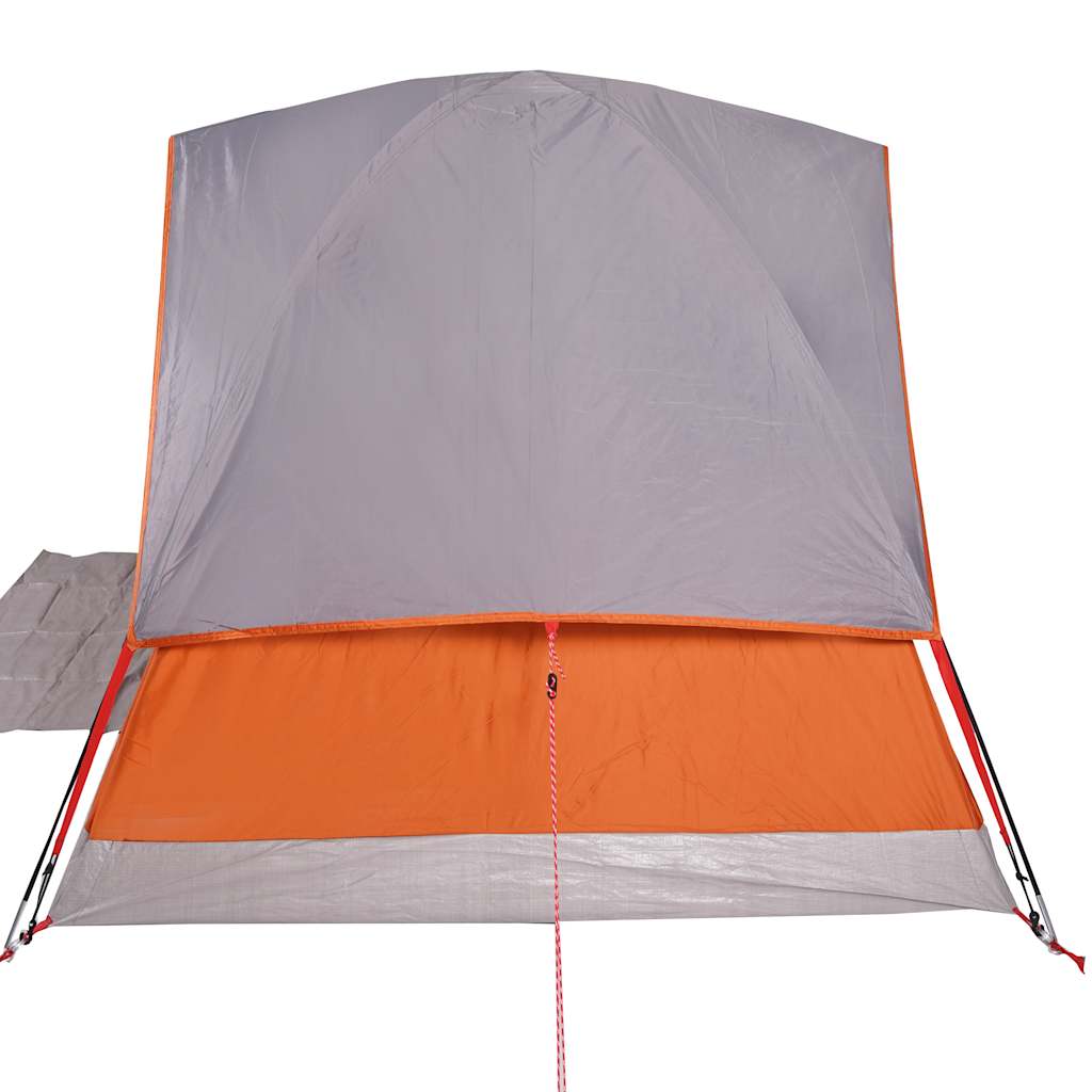 Camping Tent Dome 4-Person Grey and Orange Waterproof