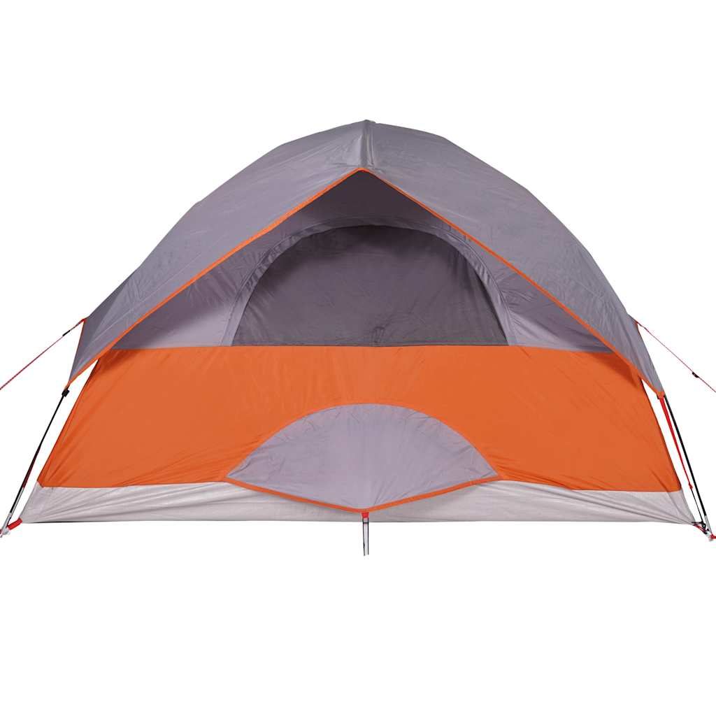 Family Tent Dome 6-Person Grey and Orange Waterproof