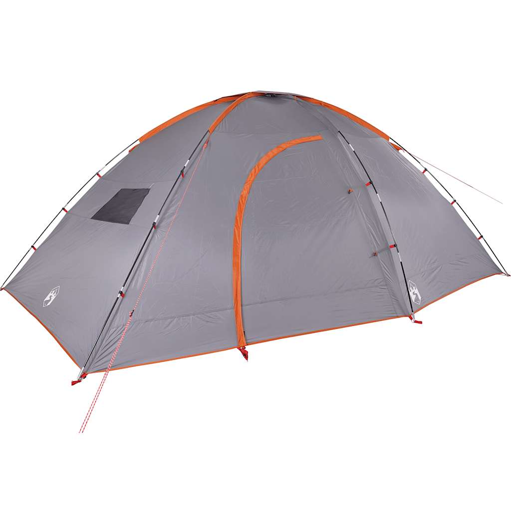 Camping Tent 8-Person Grey and Orange Waterproof