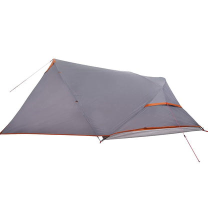 Camping Tent Dome 4-Person Grey and Orange Waterproof