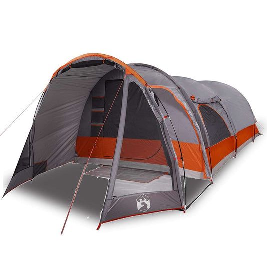 Family Tent Tunnel 8-Person Grey and Orange Waterproof