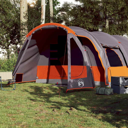 Family Tent Tunnel 8-Person Grey and Orange Waterproof