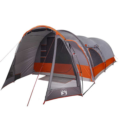 Family Tent Tunnel 8-Person Grey and Orange Waterproof