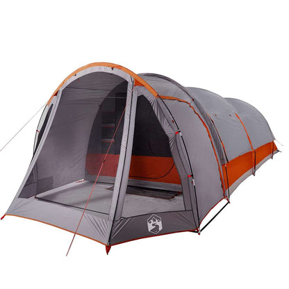 Family Tent Tunnel 8-Person Grey and Orange Waterproof