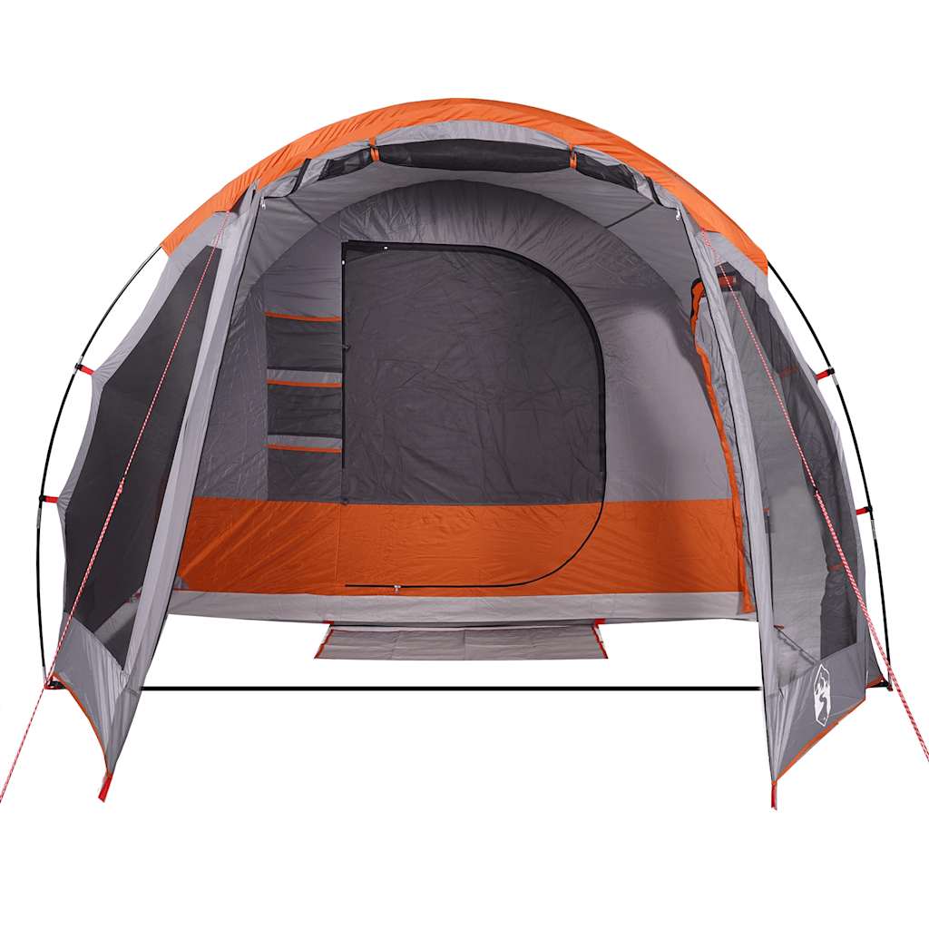 Family Tent Tunnel 8-Person Grey and Orange Waterproof