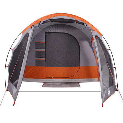 Family Tent Tunnel 8-Person Grey and Orange Waterproof
