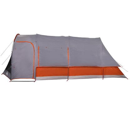 Family Tent Tunnel 8-Person Grey and Orange Waterproof