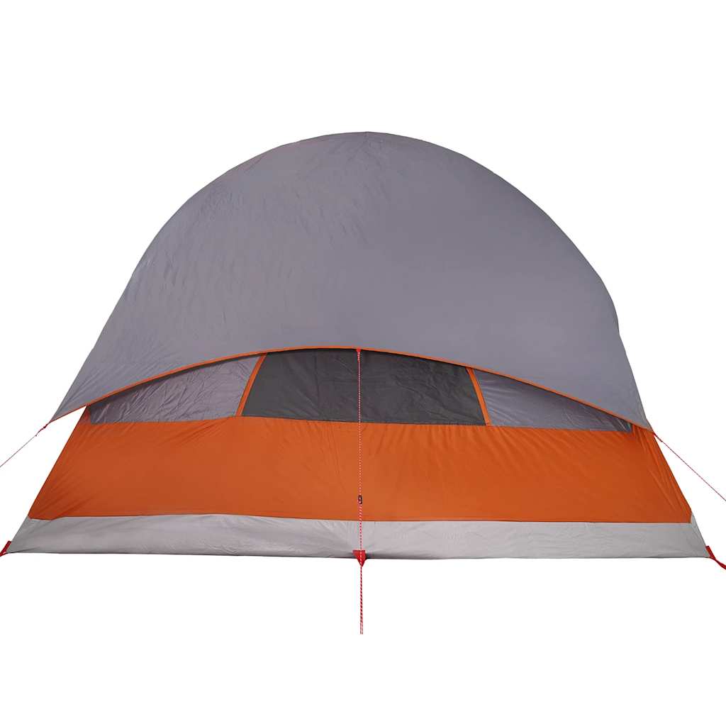 Family Tent Tunnel 8-Person Grey and Orange Waterproof
