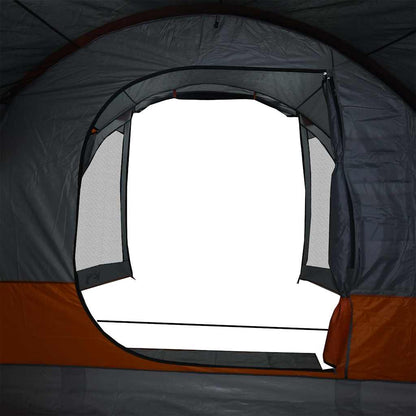 Family Tent Tunnel 8-Person Grey and Orange Waterproof