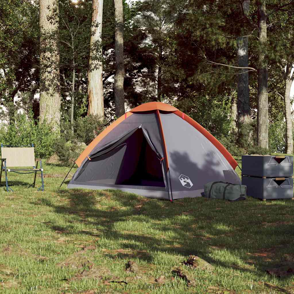 Camping Tent Dome 2-Person Grey and Orange Waterproof
