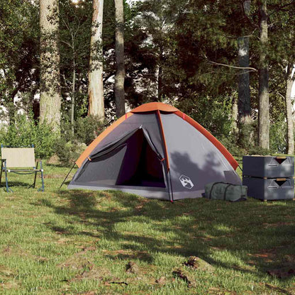 Camping Tent Dome 2-Person Grey and Orange Waterproof