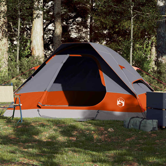 Camping Tent Dome 2-Person Grey and Orange Waterproof