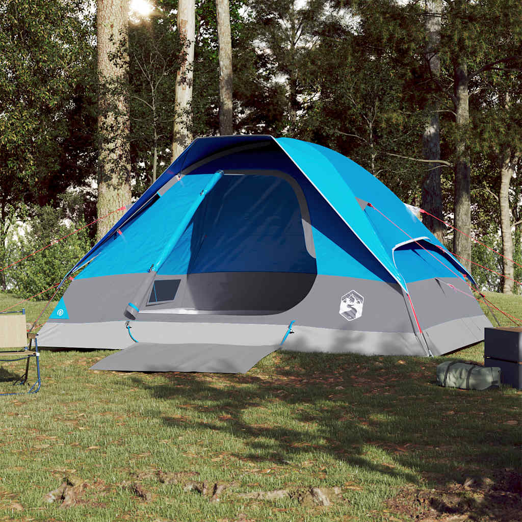 Camping Tent Dome 4-Person Blue Waterproof