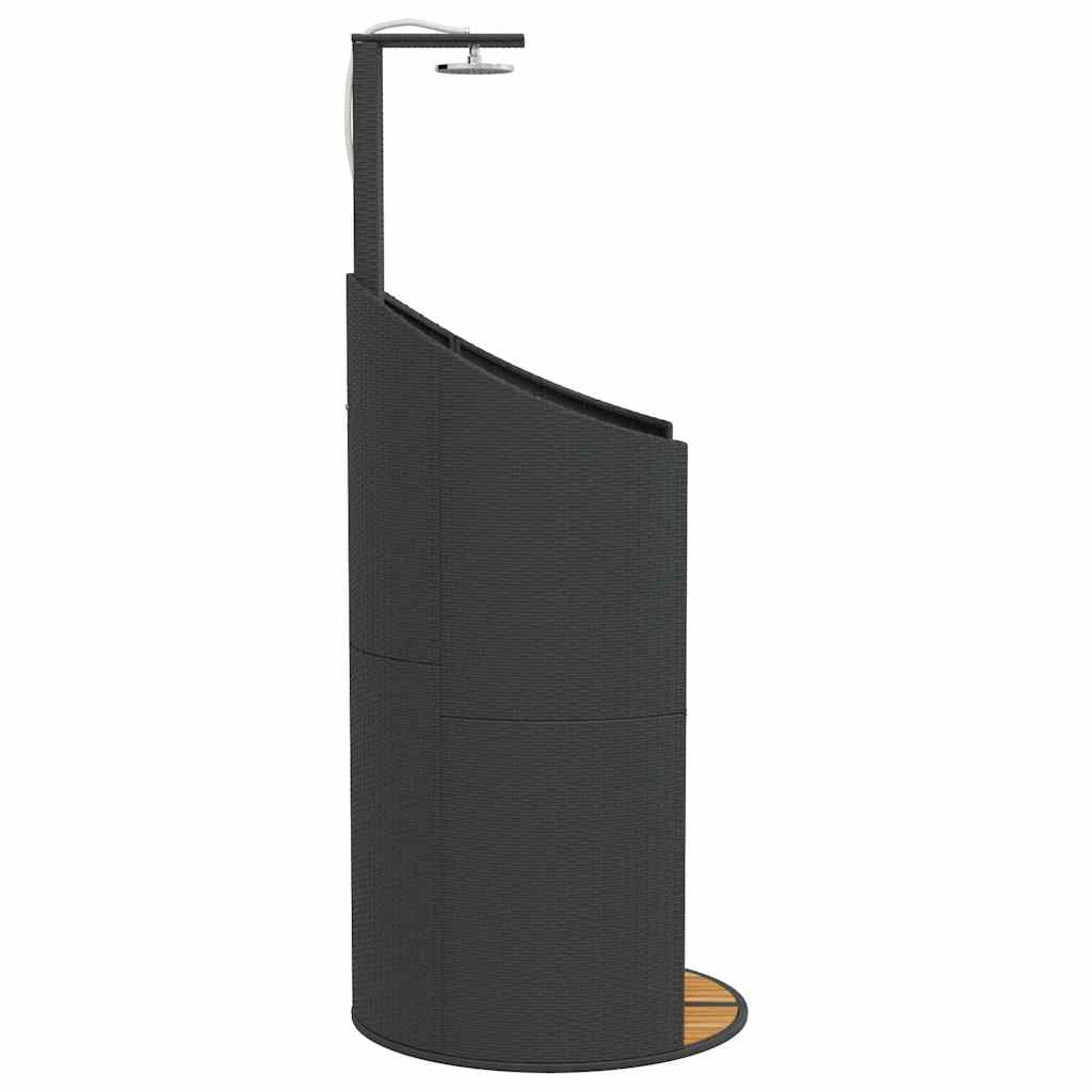 Outdoor Shower Black 100x100x241.5 cm Poly Rattan and Acacia Wood