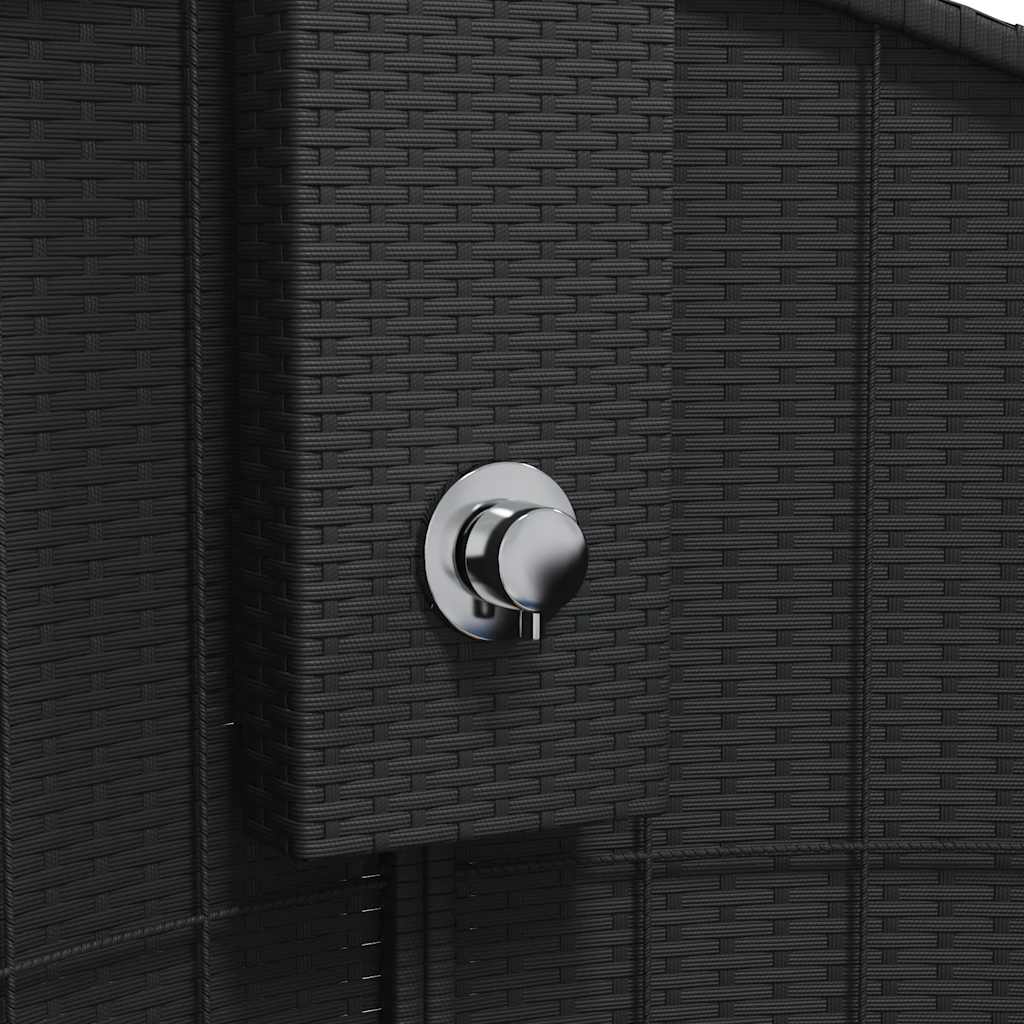 Outdoor Shower Black 100x100x241.5 cm Poly Rattan and Acacia Wood