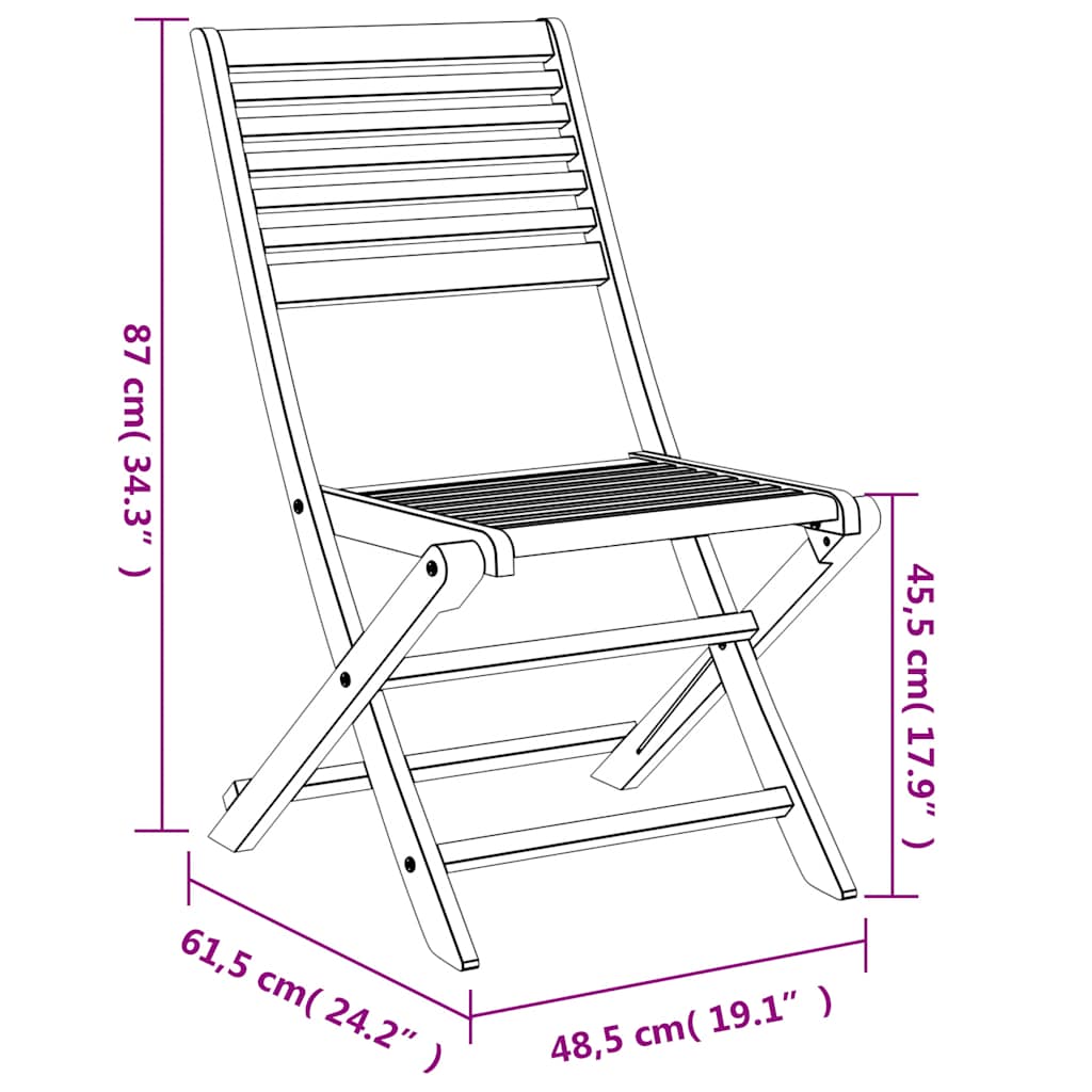 Folding Chairs 2 pcs 48,5x61,5x87 cm Solid Wood Acacia
