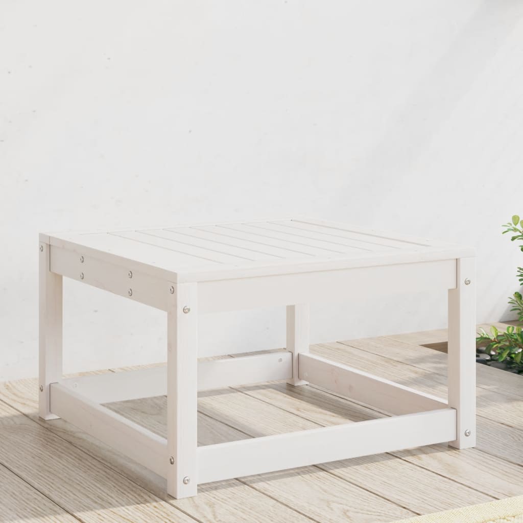 Garden Footstool | White | Solid Pine Wood | Standard | Modular