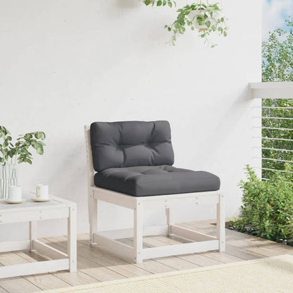 Garden Sofa | White and Anthracite | Solid Pine Wood, Polyester | Medium