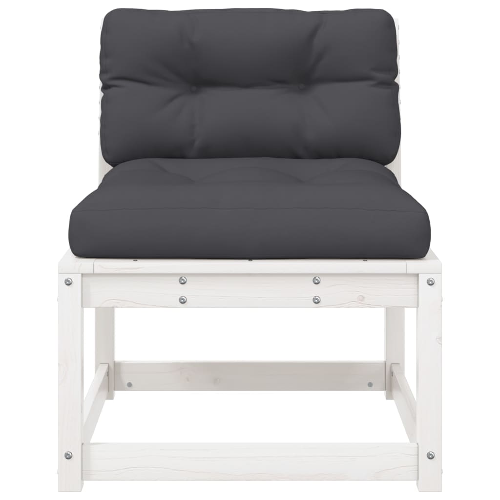 Garden Sofa | White and Anthracite | Solid Pine Wood, Polyester | Medium