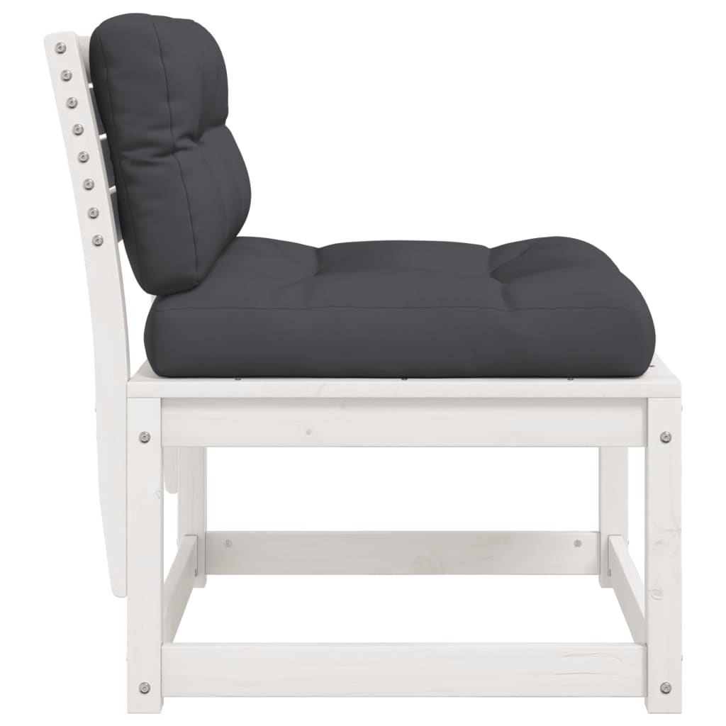 Garden Sofa | White and Anthracite | Solid Pine Wood, Polyester | Medium