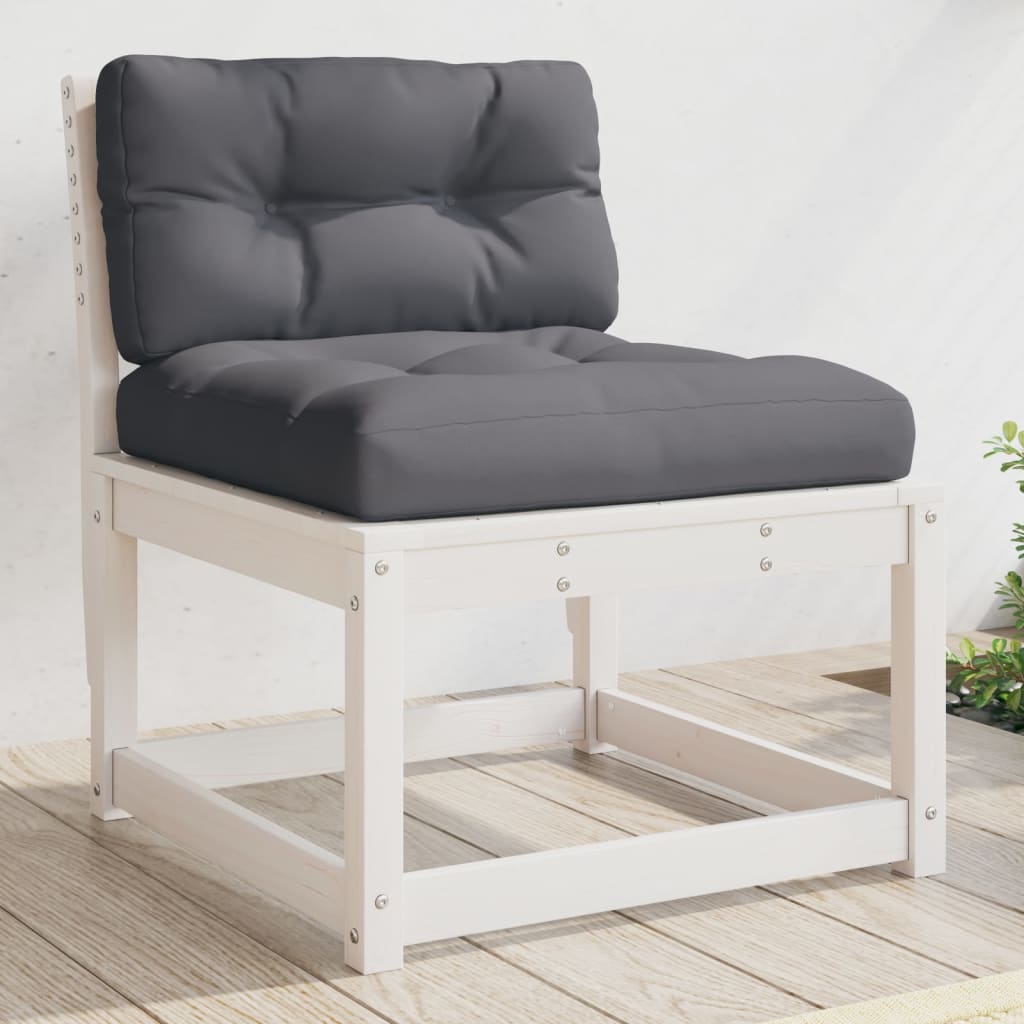 Garden Sofa | White and Anthracite | Solid Pine Wood, Polyester | Medium