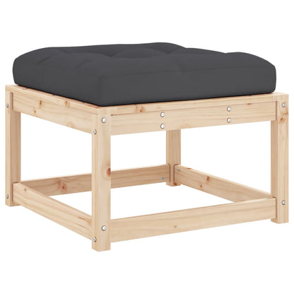 Garden Footstool with Cushions Solid Wood Pine