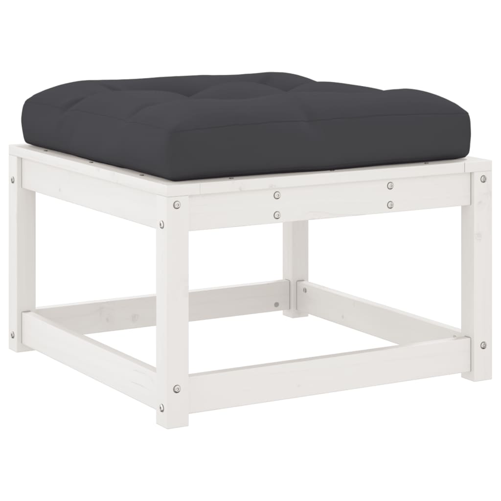 Garden Footstool | White | Solid pine wood | 83 x 73 x 78 cm | Modular